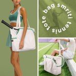 SMRITI Tennis Tote Bag Canvas, Large Sports Handbag Tennis Racket Bag for Women, Portable Tennis Racquet Shoulder Bag for Badminton, Pickleball, Padel