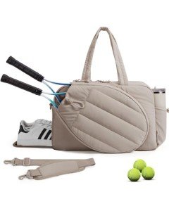 BAGSMART Gym Bag for Women, Tennis Bag Holds 2 Rackets with Shoe Compartment & Wet Pocket, Sports Duffle Bags fits up to 15.6" Laptop, Women Overnight Weekend Bag, Camel