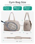 BAGSMART Gym Bag for Women, Tennis Bag Holds 2 Rackets with Shoe Compartment & Wet Pocket, Sports Duffle Bags fits up to 15.6" Laptop, Women Overnight Weekend Bag, Camel