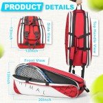 UNIHIMAL Tennis Bag 6 Rackets, Tennis Backpack Large Storage with Shoes Compartment, Cooler Pocket & Removeable Shoulder Strap, Multifunction Tennis Racket Bag for Sport Equipment