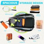 UNIHIMAL Tennis Bag 6 Rackets, Tennis Backpack Large Storage with Shoes Compartment, Cooler Pocket & Removeable Shoulder Strap, Multifunction Tennis Racket Bag for Sport Equipment