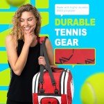 UNIHIMAL Tennis Bag 6 Rackets, Tennis Backpack Large Storage with Shoes Compartment, Cooler Pocket & Removeable Shoulder Strap, Multifunction Tennis Racket Bag for Sport Equipment