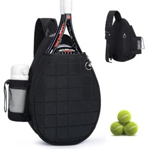 KAVIGOR Tennis Bag Holds 2 Rackets, Quilted Tennis Backpack, Waterproof Crossbody Sling Pickleball Bags for Women, Men and Youth