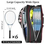 Ytonet Tennis Bag 6 Rackets, Large Tennis Racket Bag for Men Women with Insulated Pocket Shoe Compartment Water Resistant 3-Ways Carry Padded Badminton Cover for Pro/Team/Familiy Training, Black