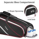 Ytonet Tennis Bag 6 Rackets, Large Tennis Racket Bag for Men Women with Insulated Pocket Shoe Compartment Water Resistant 3-Ways Carry Padded Badminton Cover for Pro/Team/Familiy Training, Black