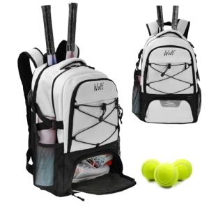 WOLT Tennis Bag - Large Tennis Racket Backpack for Men & Women - Ventilated Shoe Compartment - Holds 2 Rackets