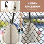Lufstd Tennis Bags for Women, Quilted Tennis Sling Crossbody Backpack with Hook, Water Resistant Tennis Racket Bags Suitable for Pickleball Badminton, Beige