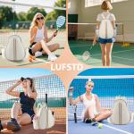 Lufstd Tennis Bags for Women, Quilted Tennis Sling Crossbody Backpack with Hook, Water Resistant Tennis Racket Bags Suitable for Pickleball Badminton, Beige