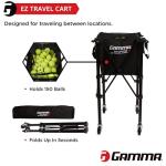 GAMMA Sports EZ Travel Cart, Tennis & Pickleball Hopper, Padel, Portable Compact Design, Sturdy Lightweight Construction, EZ Bags, 150 or 250 Capacity, Premium Carrying Case Included