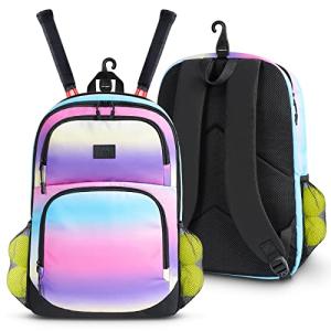 MATEIN Girls Tennis Backpack, Protective Tennis Bag with Cooler Pockets, Sturdy Pickleball Bag with Fence Hook Hold Badminton Paddles, Racket Gifts Backpack for Girls, Kids, Women, Colorful