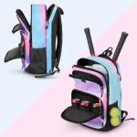 MATEIN Girls Tennis Backpack, Protective Tennis Bag with Cooler Pockets, Sturdy Pickleball Bag with Fence Hook Hold Badminton Paddles, Racket Gifts Backpack for Girls, Kids, Women, Colorful