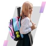 MATEIN Girls Tennis Backpack, Protective Tennis Bag with Cooler Pockets, Sturdy Pickleball Bag with Fence Hook Hold Badminton Paddles, Racket Gifts Backpack for Girls, Kids, Women, Colorful