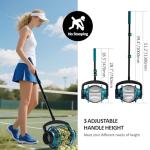 Lnmuzm Tennis Ball Collector Roller, No Bending Over Quick Rolling Picker. 2 Ways to get The Ball,Telescopic Tennis Ball Picker for 1.5"-3" Tennis/Golf/Pickleballs, Up to 40 Tennis Balls