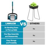 Lnmuzm Tennis Ball Collector Roller, No Bending Over Quick Rolling Picker. 2 Ways to get The Ball,Telescopic Tennis Ball Picker for 1.5"-3" Tennis/Golf/Pickleballs, Up to 40 Tennis Balls
