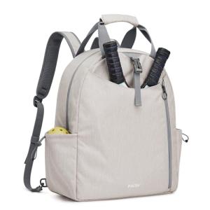 G4Free Pickleball Bag, Large Pickleball Backpack for Women and Men, Padel Bag Fits 2 to 4 Paddles, Casual Sports Gym Tennis,Ivory