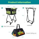 TurboStride Tennis Ball Hopper Cart with 4 Wheels – Foldable, Large Capacity Pickleball & Tennis Ball Collector for Court Training & Coaching