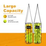 Poweruck Pickleball Tennis Ball Hopper Set with 20 Outdoor Pickleball Balls, Ball Basket Holder, Court Equipment for Beginner, Black