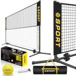 Furypiont 10 FT Mini Portable Tennis Net Equipment Set with Rubber Volleyball,Pump and Potable Carry Bag.Adjustable Height 2.7FT-5.1FT for Badminton Net, Volleyball Net,Soccer Net,Pickleball Net