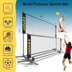 Furypiont 10 FT Mini Portable Tennis Net Equipment Set with Rubber Volleyball,Pump and Potable Carry Bag.Adjustable Height 2.7FT-5.1FT for Badminton Net, Volleyball Net,Soccer Net,Pickleball Net