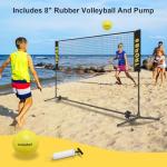 Furypiont 10 FT Mini Portable Tennis Net Equipment Set with Rubber Volleyball,Pump and Potable Carry Bag.Adjustable Height 2.7FT-5.1FT for Badminton Net, Volleyball Net,Soccer Net,Pickleball Net