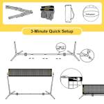 Furypiont 10 FT Mini Portable Tennis Net Equipment Set with Rubber Volleyball,Pump and Potable Carry Bag.Adjustable Height 2.7FT-5.1FT for Badminton Net, Volleyball Net,Soccer Net,Pickleball Net