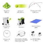 PUSUN PT-SAMRT PRO-Internal Spin Tennis Ball Machine - Smart App Control - 100+ Ball Capacity - Professional Training Equipment - Realistic Ball Trajectory Simulation - 4-6 Hour Battery Life (White)