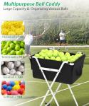 Ardier Foldable Tennis Ball Hopper Cart with Wheels, Portable Pickleball Holder Caddy Holds 175 Tennis Balls or 140 Pickleballs, Lightweight Baseball Basket Collector for Court Training & Coaching,W