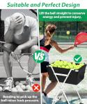 Ardier Foldable Tennis Ball Hopper Cart with Wheels, Portable Pickleball Holder Caddy Holds 175 Tennis Balls or 140 Pickleballs, Lightweight Baseball Basket Collector for Court Training & Coaching,W