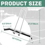 Leyndo 1 Pcs Tennis Court Squeegee 54 inches Floor Broom Commercial with Handle and Wheels Professional Water Remover Stainless Steel Sport Court Accessories, Silver