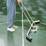 Leyndo 1 Pcs Tennis Court Squeegee 54 inches Floor Broom Commercial with Handle and Wheels Professional Water Remover Stainless Steel Sport Court Accessories, Silver