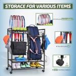 PLKOW Tennis Bag Organizer Tennis Racket Storage Rack, Tennis Equipment Holder for Bags, Balls, Racquet & Accessories, Versatile Gear Organizer for Garage, Club, or School