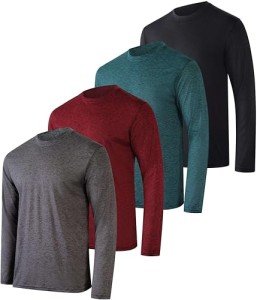 Men's Dry-Fit Long Sleeve Performance T-Shirts (4-Pack)