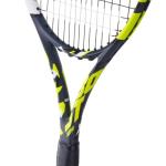 Babolat Boost Aero Yellow Tennis Racquet (4 1/4" Grip) Strung with Black Syn Gut at Mid-Range Tension