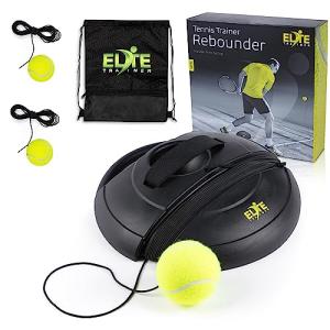 Elite Trainer Tennis Rebound Ball Set | Heavy Duty Power Base, No Filling Required | Three Tennis Balls, Long Elastic Rope, and Drawstring Bag | Premium Solo Training Equipment for Any Skill Level
