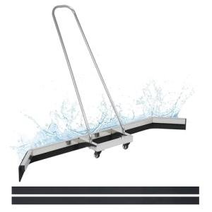 AIWFL Stainless Steel Sport Tennis Court Squeegee with 2 EVA Foam Blade Replacement Water Remover Tennis Court Rain Shuttle 4.5 Feet Sport Professional Squeegee for Basketball Courts,Silver