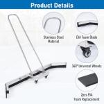 AIWFL Stainless Steel Sport Tennis Court Squeegee with 2 EVA Foam Blade Replacement Water Remover Tennis Court Rain Shuttle 4.5 Feet Sport Professional Squeegee for Basketball Courts,Silver