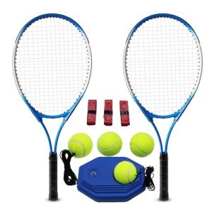 Magicorange Tennis Rackets for Adults 2 Players Recreational Tennis Racquet Set for Beginners and Professional with 4 Tennis Balls, 3 Overgrips, 1 Bag(Blue)