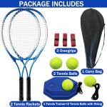 Magicorange Tennis Rackets for Adults 2 Players Recreational Tennis Racquet Set for Beginners and Professional with 4 Tennis Balls, 3 Overgrips, 1 Bag(Blue)