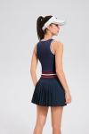 Two Piece Tennis Skirt Set for Women High Waisted Pleated Athletic Golf Skirt Sets Women 2 Piece Outfits with Pockets Navy