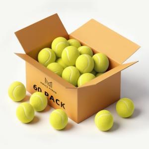 MRYCZ FYRHD Training Tennis Balls – 60 Pack Practice Balls with Mesh Bag, Great for Beginners & Dogs, Bulk Tennis Balls for Training & Play