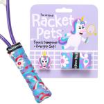 Racket Pets Kids Tennis Racket Dampener & Matching Overgrip Tape, Performance Shock Absorbing Dampener for Tennis Racket & Fun Animal Print Tennis Wrap Grip Tape (Unicorn)