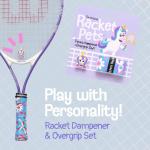 Racket Pets Kids Tennis Racket Dampener & Matching Overgrip Tape, Performance Shock Absorbing Dampener for Tennis Racket & Fun Animal Print Tennis Wrap Grip Tape (Unicorn)