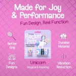 Racket Pets Kids Tennis Racket Dampener & Matching Overgrip Tape, Performance Shock Absorbing Dampener for Tennis Racket & Fun Animal Print Tennis Wrap Grip Tape (Unicorn)