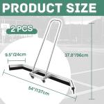 Leyndo 2 Pcs Tennis Court Squeegee 54 inches Floor Broom Commercial with Handle and Wheels Professional Water Remover Stainless Steel Sport Court Accessories, Silver