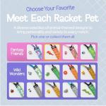 Racket Pets Kids Tennis Racket Dampener & Matching Overgrip Tape, Performance Shock Absorbing Dampener for Tennis Racket & Fun Animal Print Tennis Wrap Grip Tape (Unicorn)