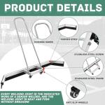 Leyndo 2 Pcs Tennis Court Squeegee 54 inches Floor Broom Commercial with Handle and Wheels Professional Water Remover Stainless Steel Sport Court Accessories, Silver