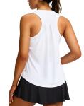 Women's Workout Tops Racerback Athletic Tank Tops Sleeveless Loose Fit Yoga Running Gym Shirts for Women(White,M)