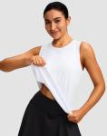 Women's Workout Tops Racerback Athletic Tank Tops Sleeveless Loose Fit Yoga Running Gym Shirts for Women(White,M)