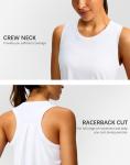 Women's Workout Tops Racerback Athletic Tank Tops Sleeveless Loose Fit Yoga Running Gym Shirts for Women(White,M)