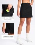 SANTINY 16" Skorts for Women with 2 Pockets High Waisted A Line Pickleball Golf Skort Casual Athletic Tennis Skirt (Black_XL)